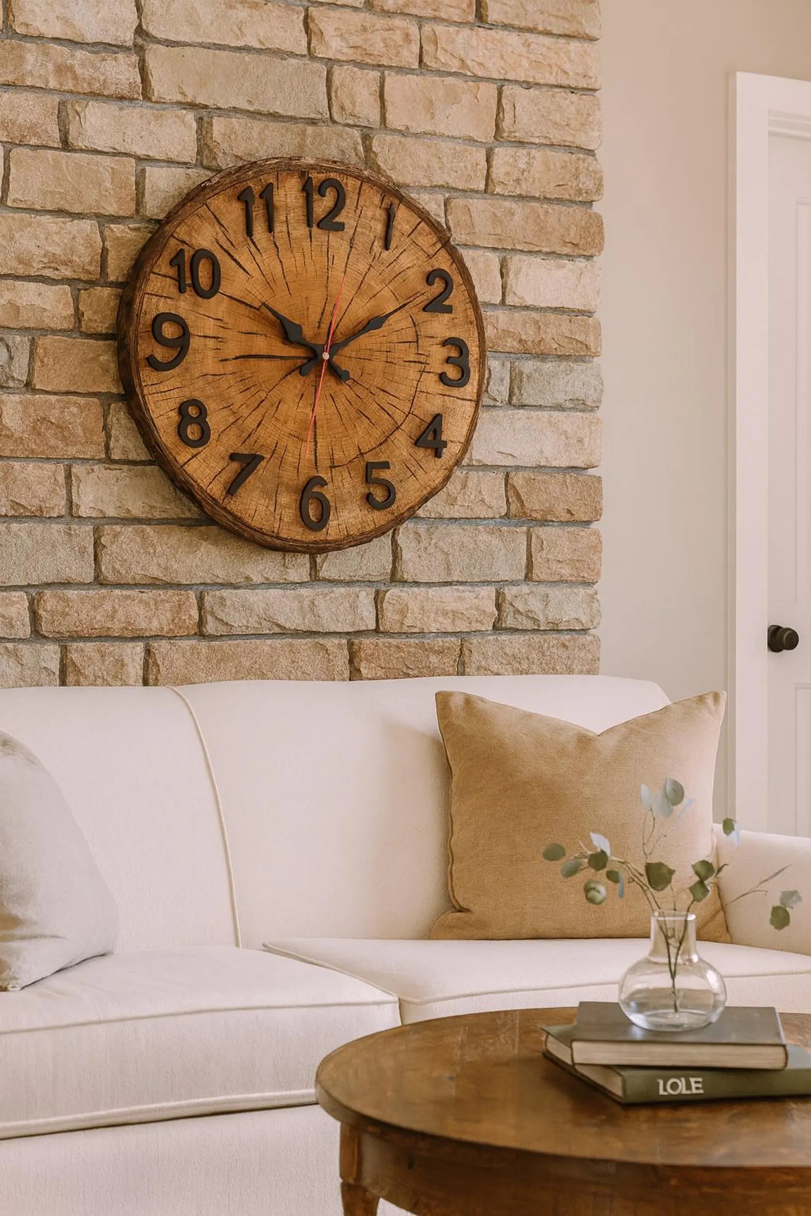 Wood Grain Wall Clock 2D Printed MDF Clock with Tree Ring Design Silent Round Rustic Clock for Home Office Living Room Cafe Decor