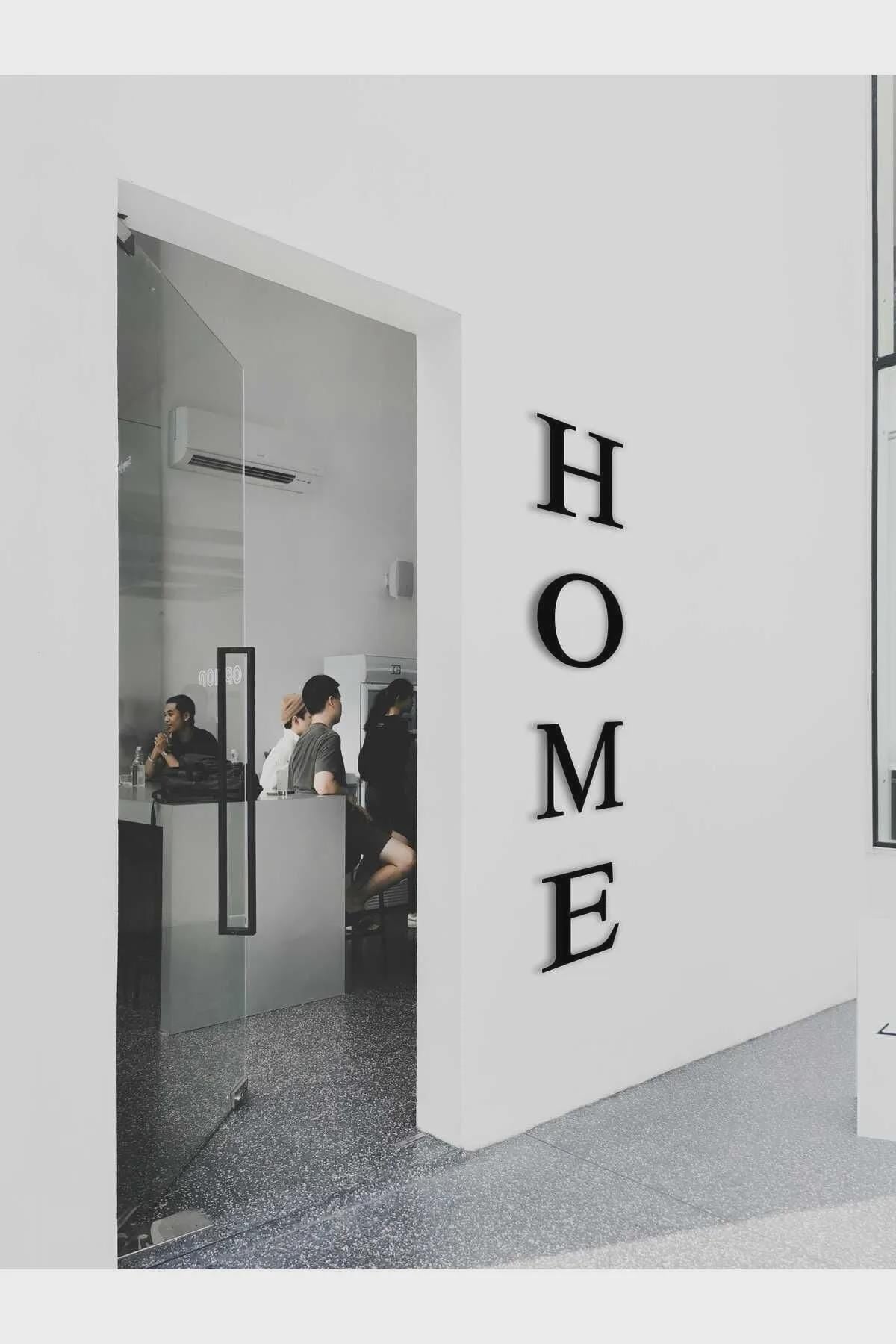 HOME Letter Wall Art Large Adhesive Sign, Modern Minimalist Wood Wall Decor, Stick-On Entryway or Living Room Quote Panel