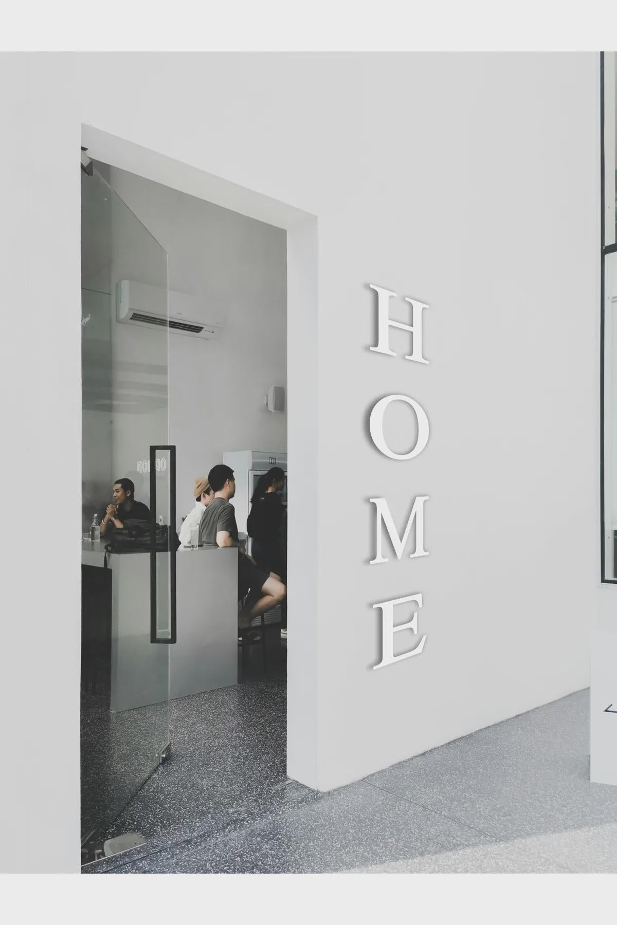 HOME Letter Wall Art Large Adhesive Sign, Modern Minimalist Wood Wall Decor, Stick-On Entryway or Living Room Quote Panel