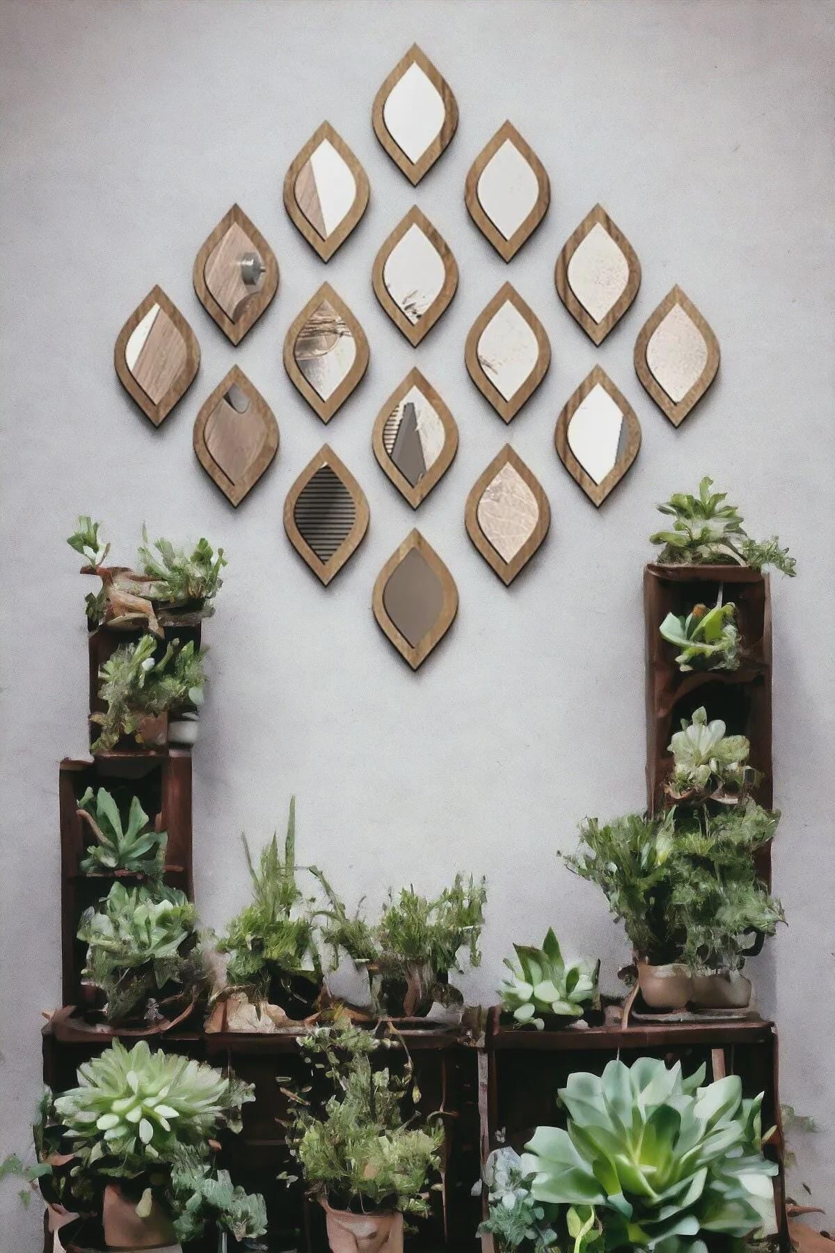 Teardrop Mirror Wall Decor Set of 16, Boho Acrylic Wall Mirrors, Modern Wall Art 9x13 cm