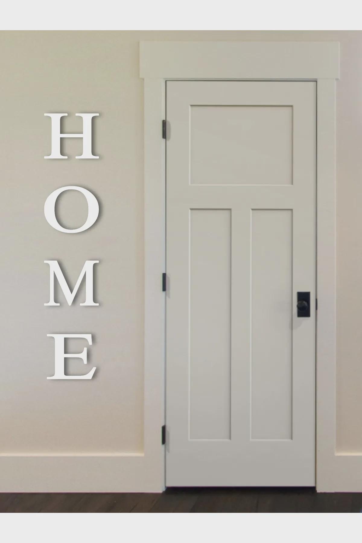 HOME Letter Wall Art Large Adhesive Sign, Modern Minimalist Wood Wall Decor, Stick-On Entryway or Living Room Quote Panel