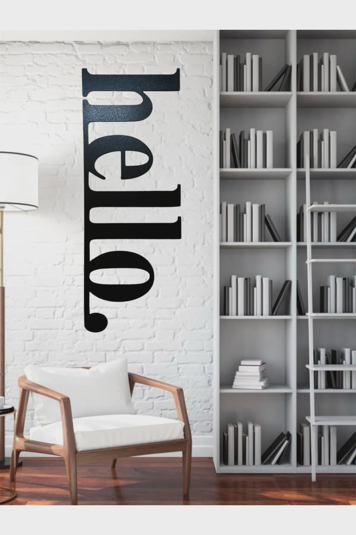 Hello Black MDF Wall Sign, Wooden Word Cutout Wall Decor, Rustic Farmhouse Entryway Hello Sign, Modern Home Wall Hanging Art