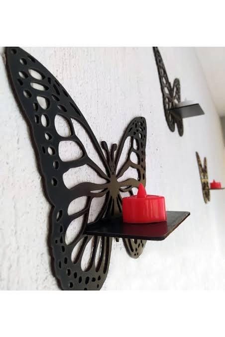 Butterfly Wall Shelf Set of 3, Wooden Floating Display, Boho Nursery Decor, Kids Room Storage, Montessori Playroom Art, Baby Girl Gift