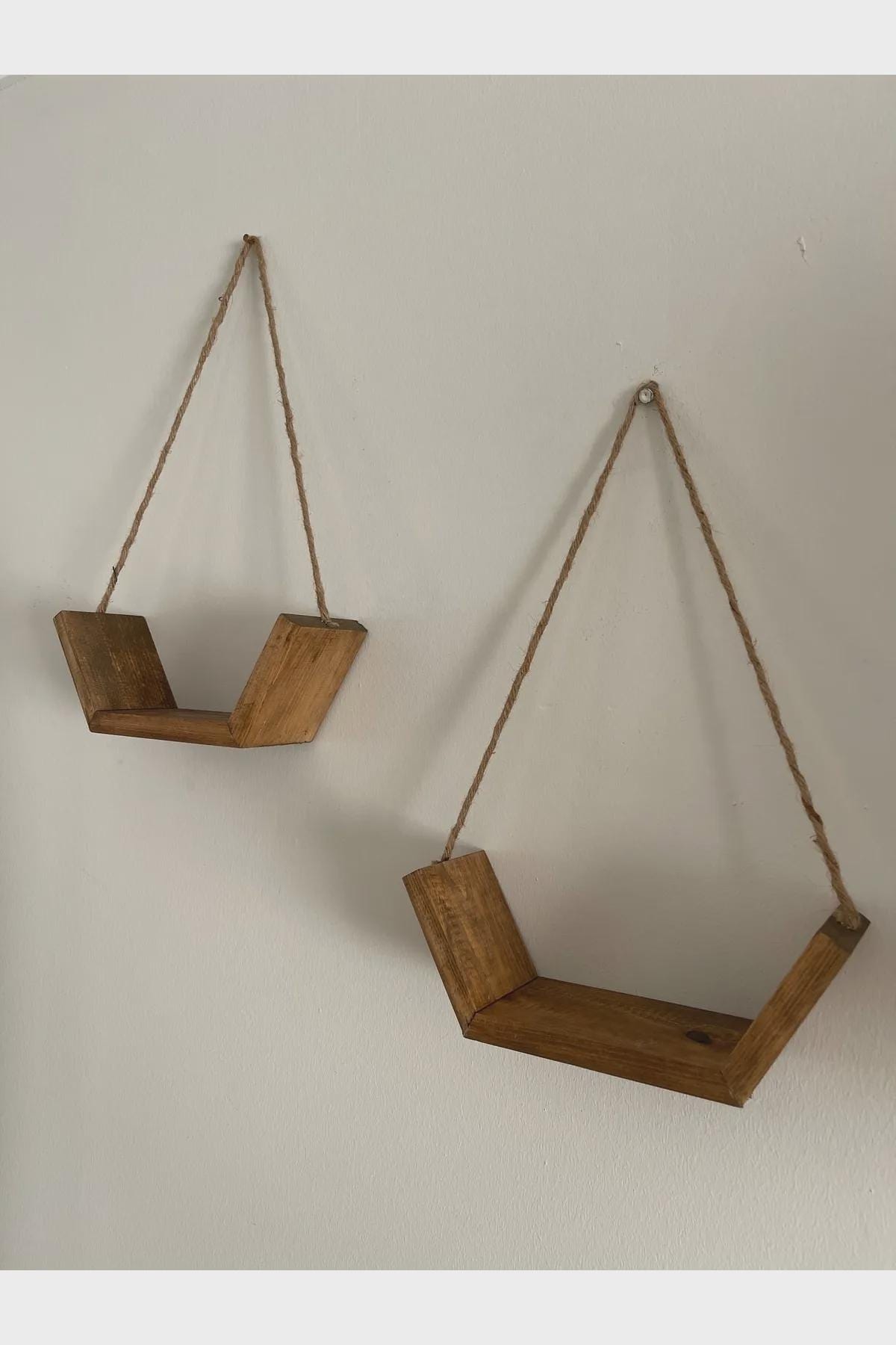 Rustic Wooden Boat Shelf Set of 3, Brown Wall Mounted Decorative Shelves, Nautical Wall Rack Planter, Coastal Wall Decor for Home