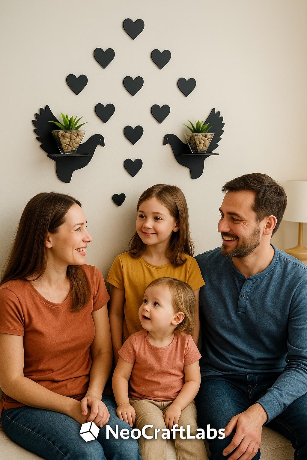 Rustic Bird and Heart Wall Decor Set Wooden Dove and Heart MDF Wall Hanging Ornaments Nursery Living Room Rustic Wall Art Gift