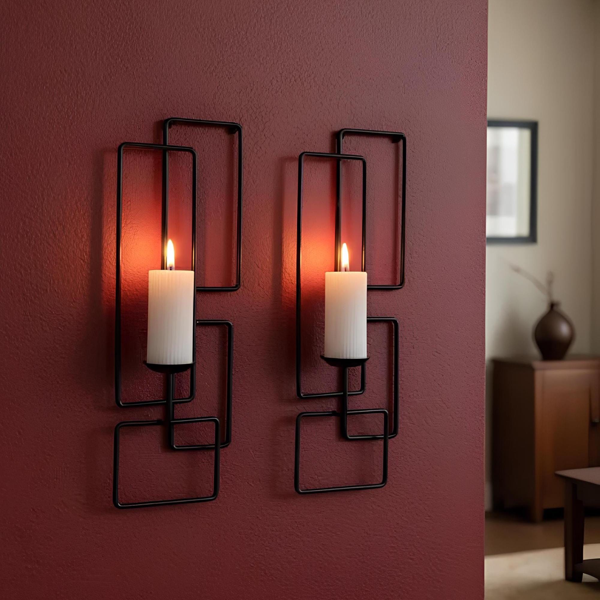 Geometric Metal Wall Candle Holder Modern Wall Sconce Decor Minimalist Candle Holder Loft Style Industrial Home Wall Decoration