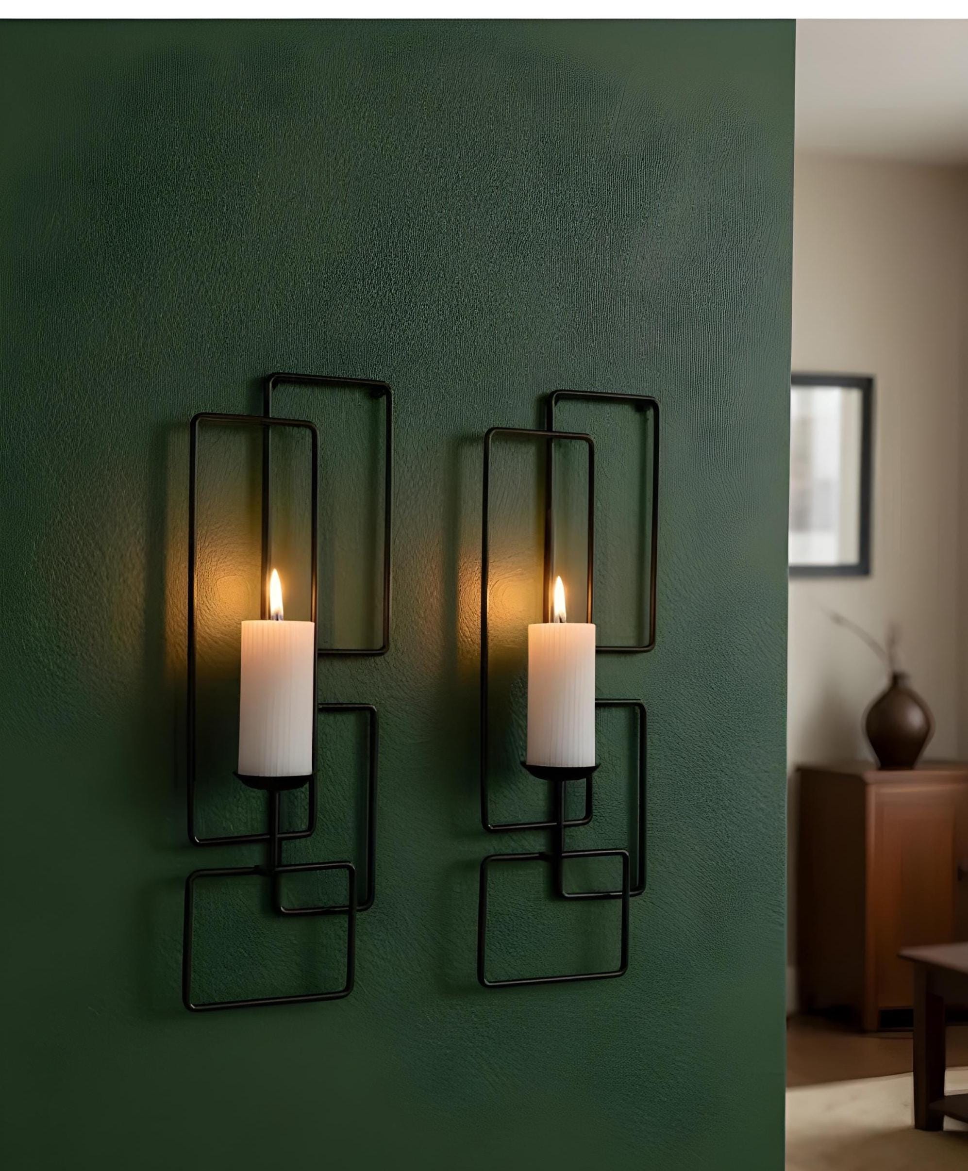 Geometric Metal Wall Candle Holder Modern Wall Sconce Decor Minimalist Candle Holder Loft Style Industrial Home Wall Decoration