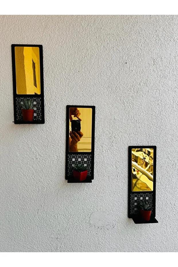 Rustic Wooden Wall Hanging Shelf Set with Candle Holder, Boho Wall Decor, Triple Wood Wall Art, Farmhouse Shelf for Home Interior