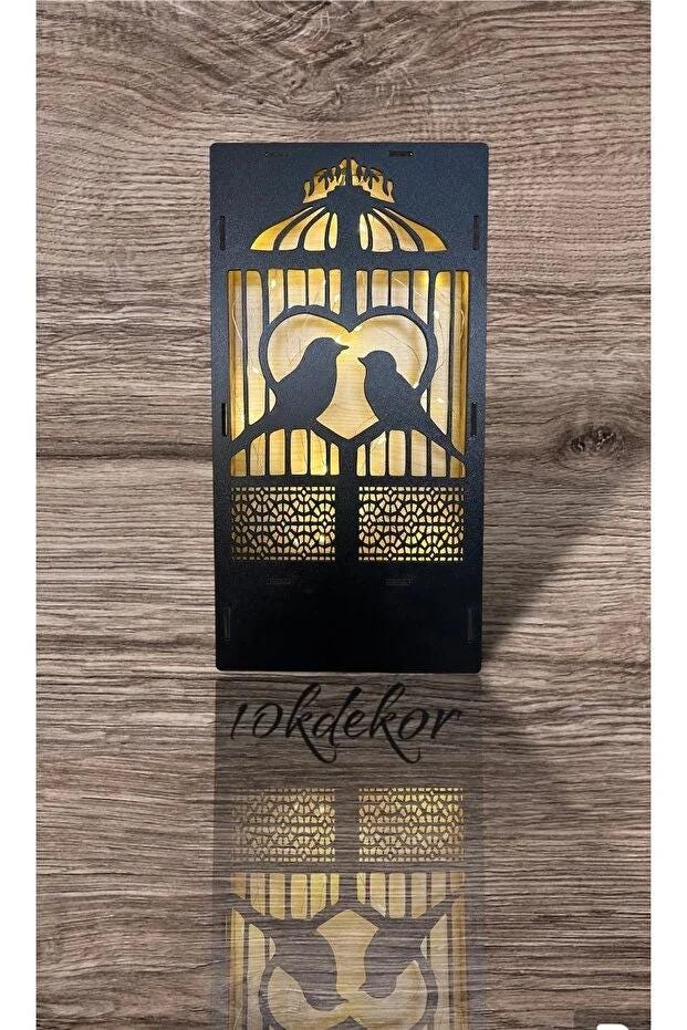 Black Wooden Birdcage Wall Art with LED Fairy Lights, Rustic Wall Hanging Decor, 3 Piece Lighted Wooden Wall Panel Set for Home