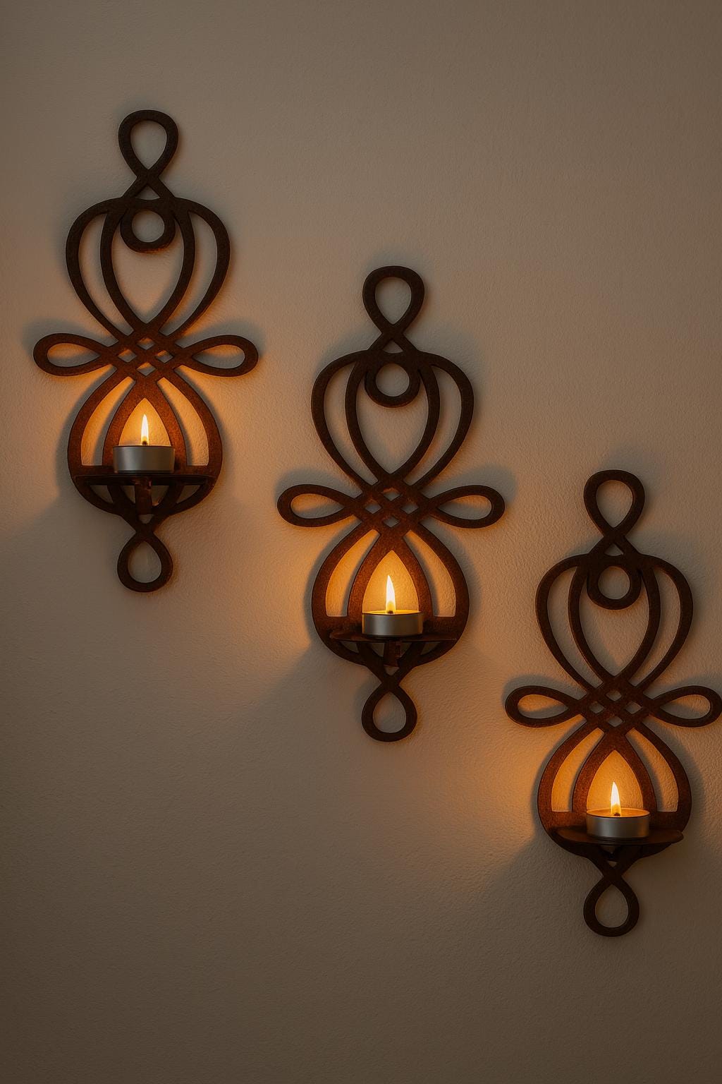 Rustic Wood Wall Candle Holder Set of 3, Handmade Wooden Sconce Decor, Farmhouse Wall Candle Shelf, Boho Home Accent by Lina Hobby