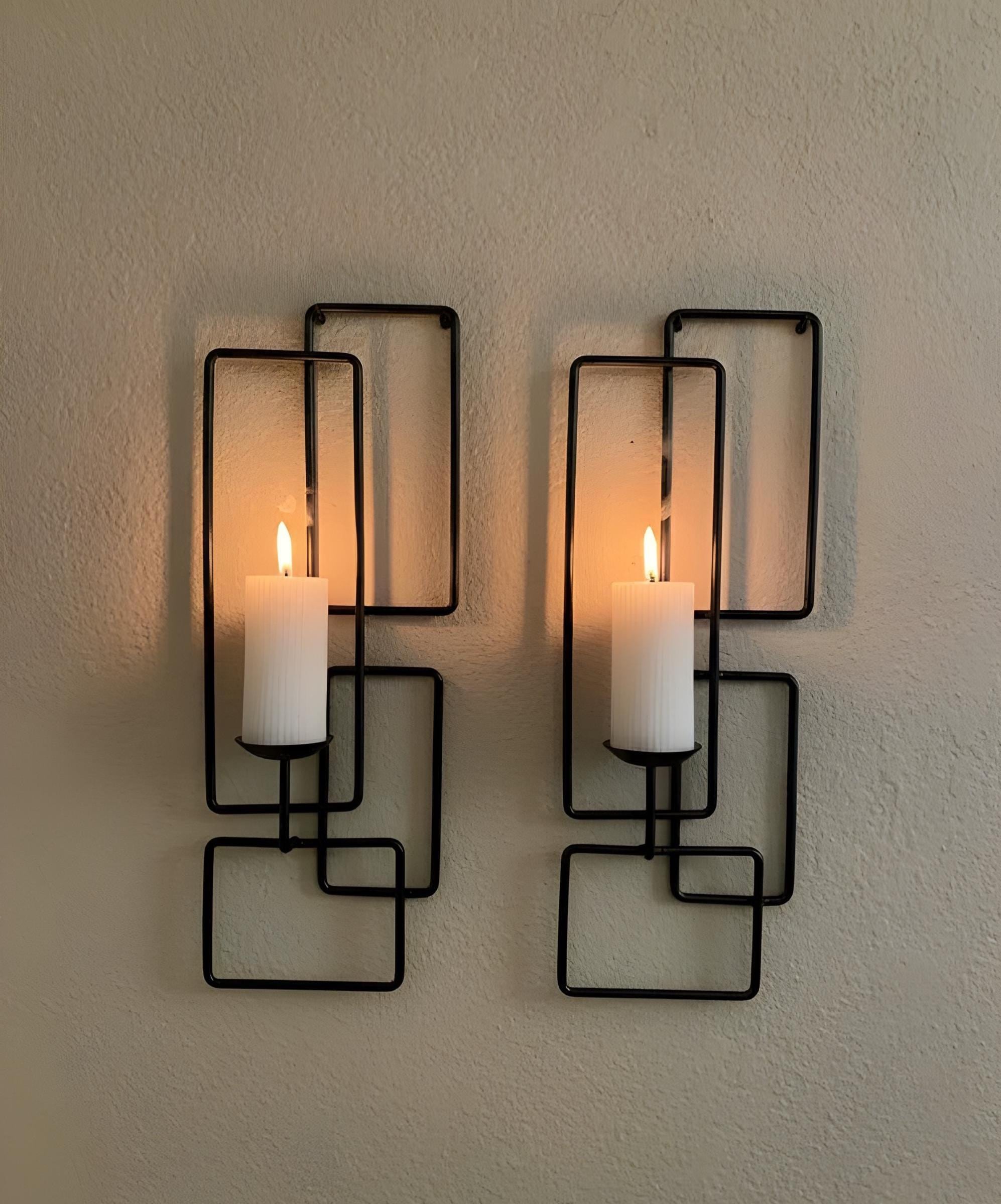 Geometric Metal Wall Candle Holder Modern Wall Sconce Decor Minimalist Candle Holder Loft Style Industrial Home Wall Decoration