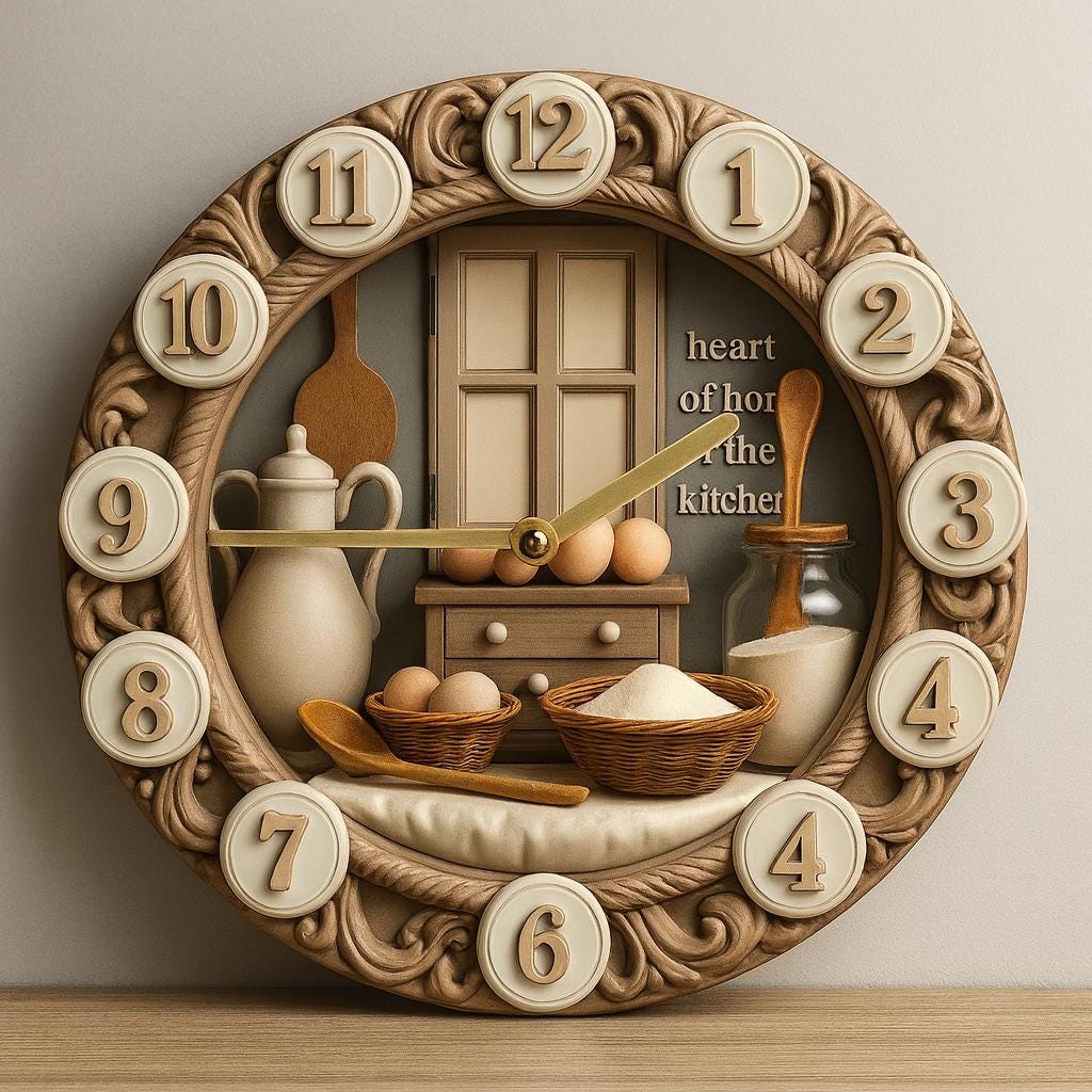 Farmhouse Silent Round Wood Wall Clock – Quartz Rustic Kitchen Art, Modern Timepiece for Dining Room – MDF 3D Look 2D Print