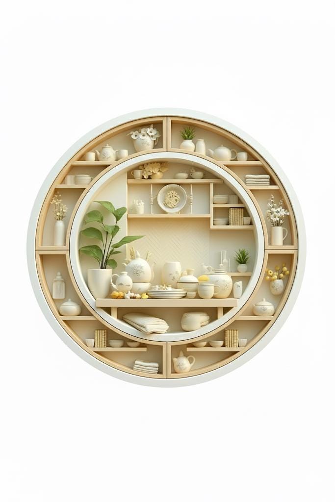 Kitchen Wall Clock with Faux Shelf Detail – Personalized 2D MDF Clock with 3D Effect, Silent Modern Farmhouse Kitchen Decor