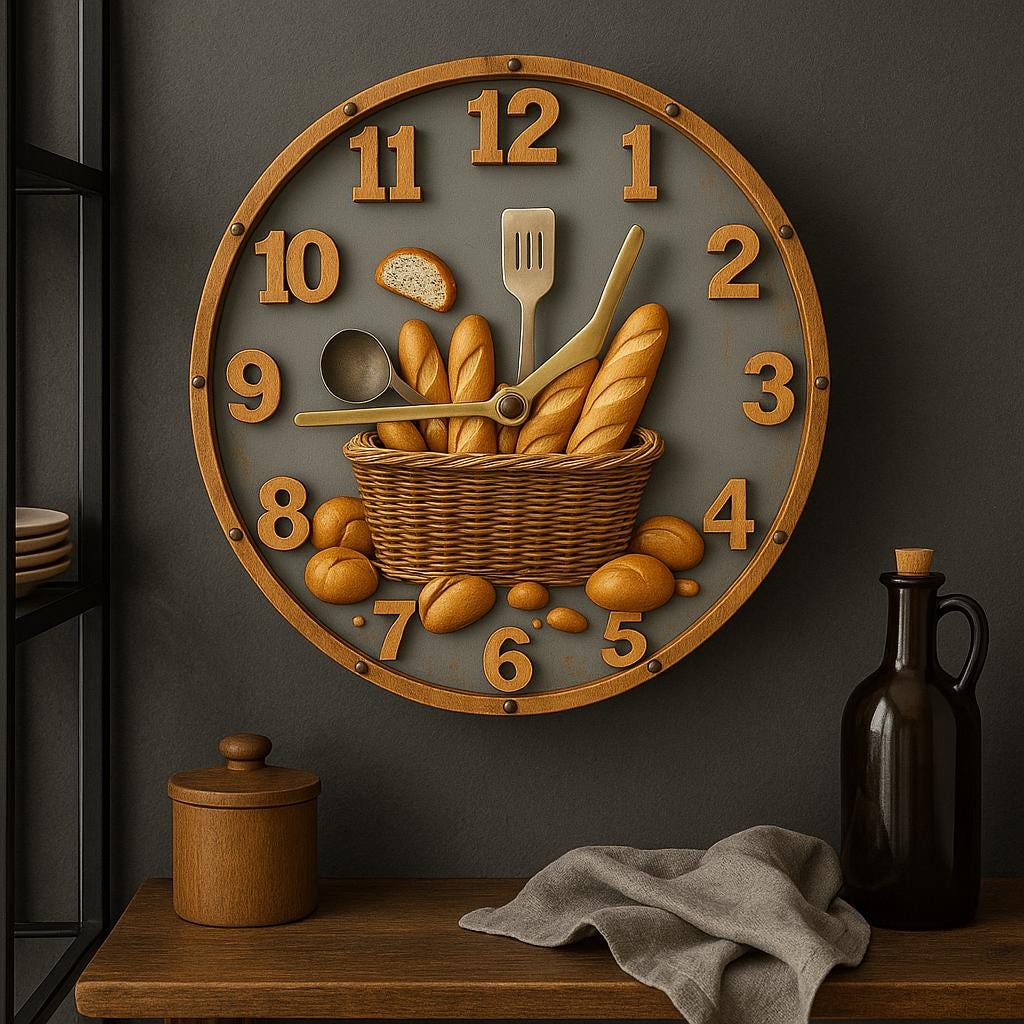 Rustic Kitchen Wall Clock Decor – Silent Round Wooden Wall Clock with Shelf, Modern MDF Wall Mounted Kitchen Timepiece, Quartz Clock