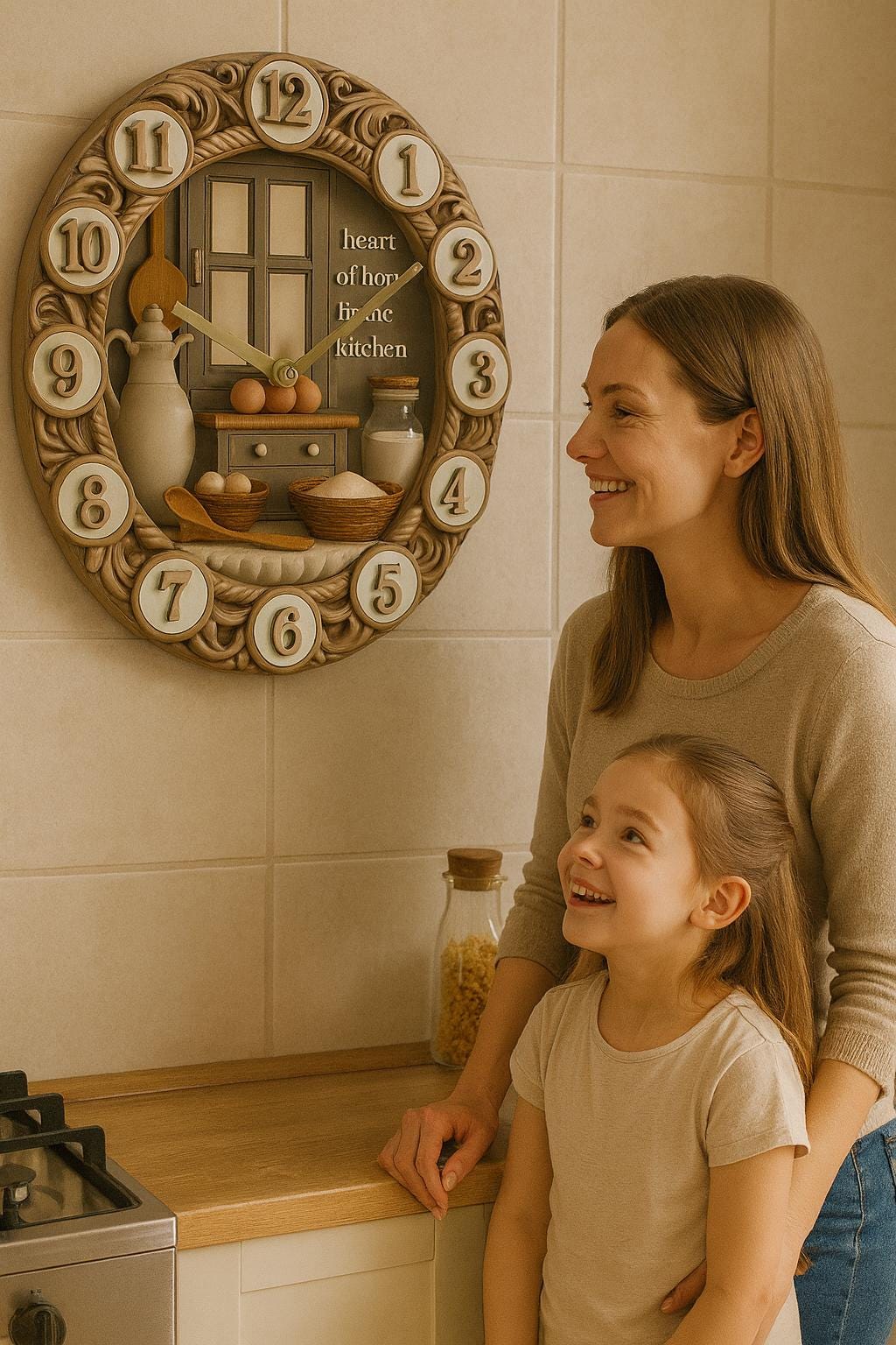 Farmhouse Silent Round Wood Wall Clock – Quartz Rustic Kitchen Art, Modern Timepiece for Dining Room – MDF 3D Look 2D Print