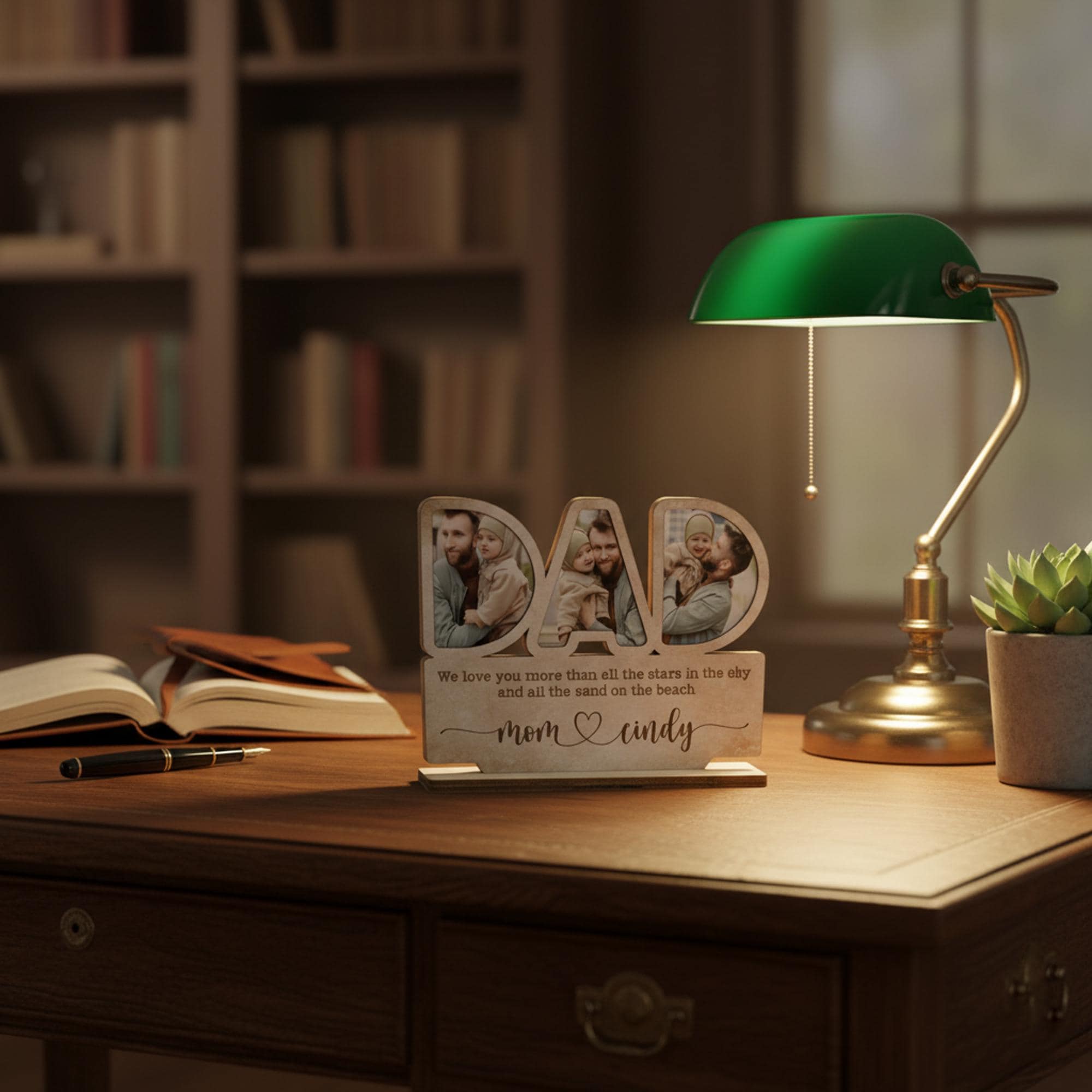 Custom Dad Photo Gift with Personalized Name, Wooden Wall Plaque for Father