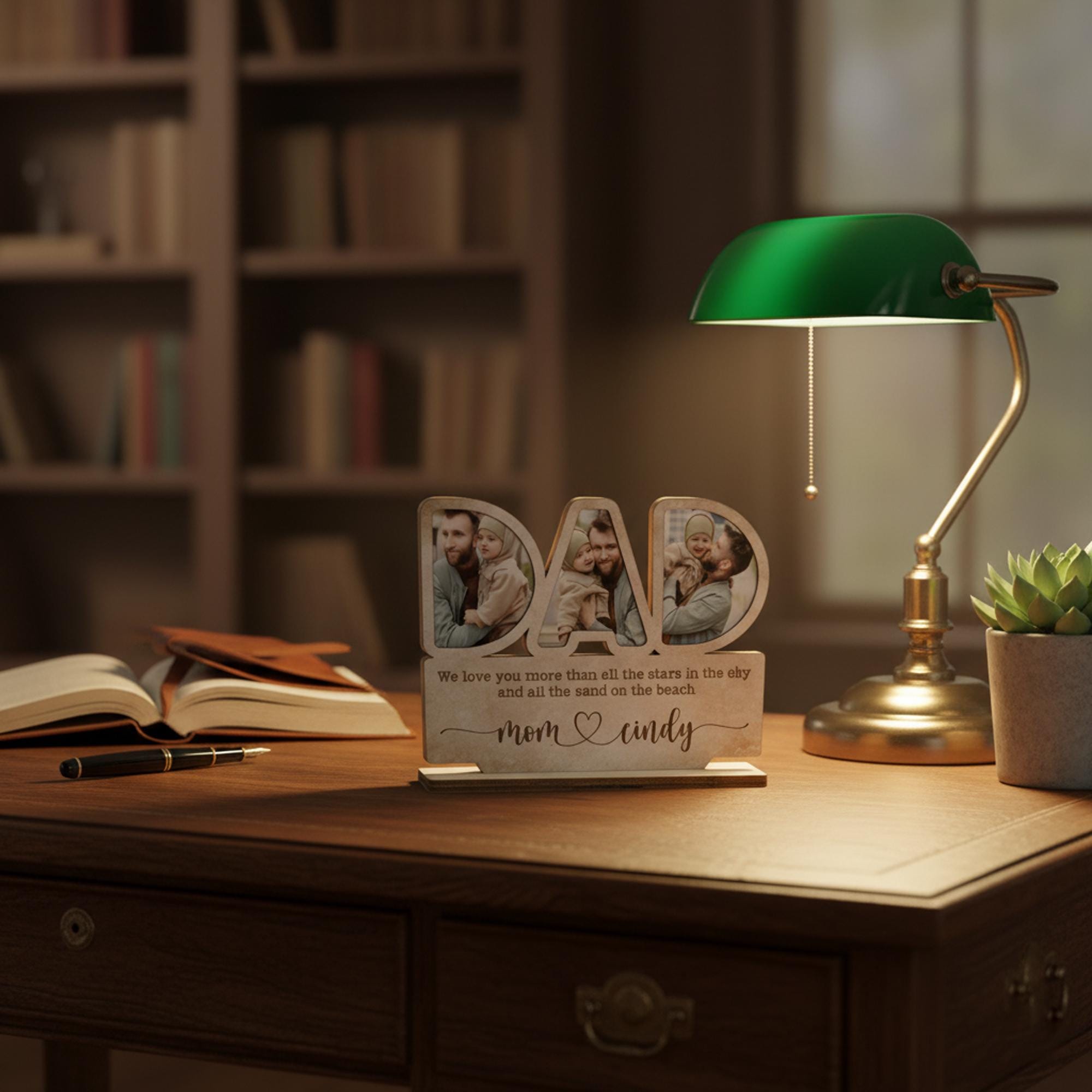 Custom Dad Photo Gift with Personalized Name, Wooden Wall Plaque for Father