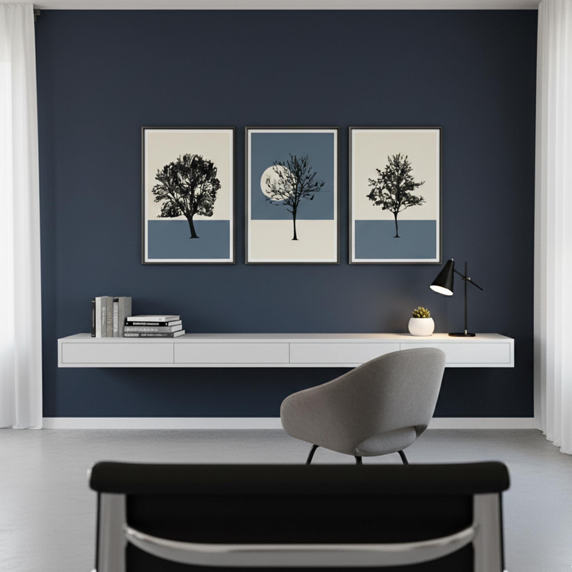 3 Piece Forest Wall Art Set – Minimalist Tree Silhouette MDF Panels – Modern Nature Home Decor