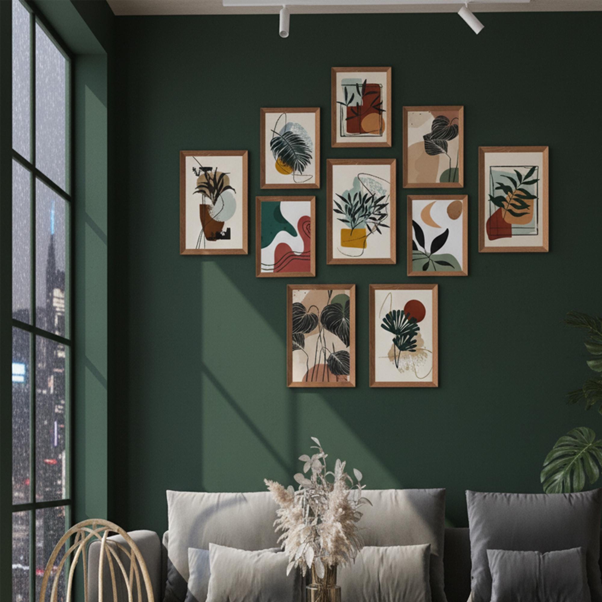 Bohemian MDF Wall Art Set 10 Piece UV Printed Rustic Wooden Look Panels 20x30cm Each