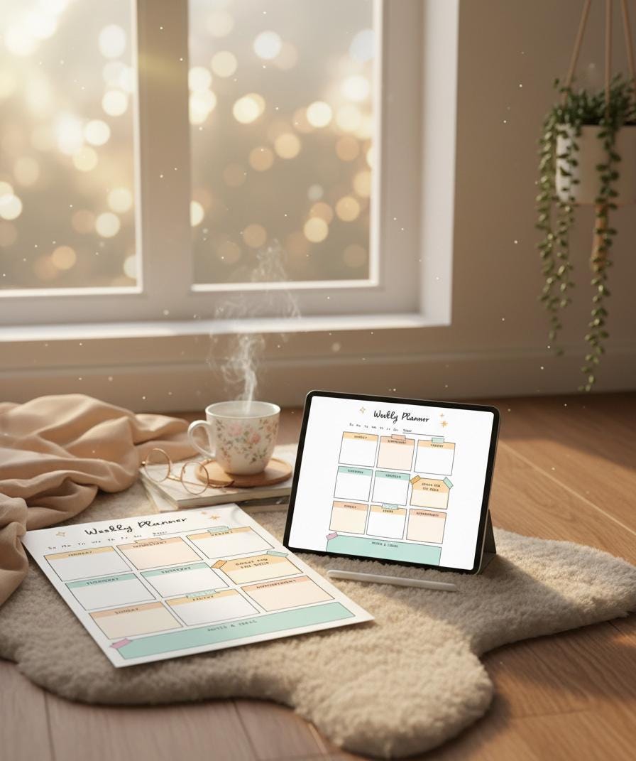 Weekly Planner Printable PDF, Undated Digital Insert for Goodnotes, Simple To Do List Template