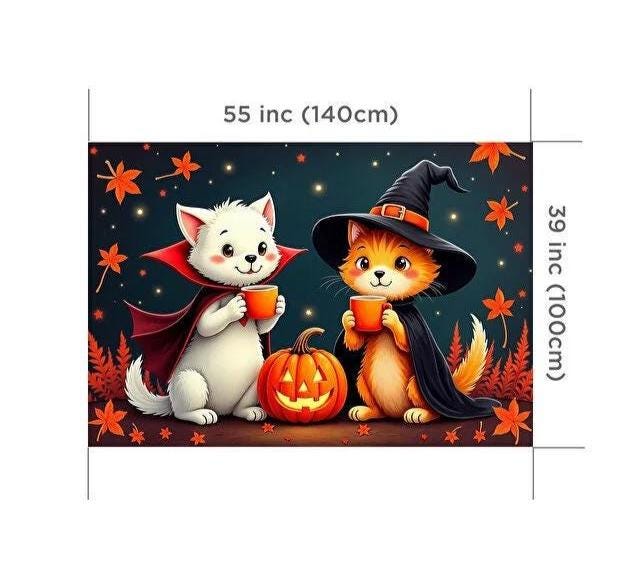 Spooky Halloween Wall Tapestry – Ghost & Skull Art – Gothic Room Hanging – Creepy Aesthetic Home Decor