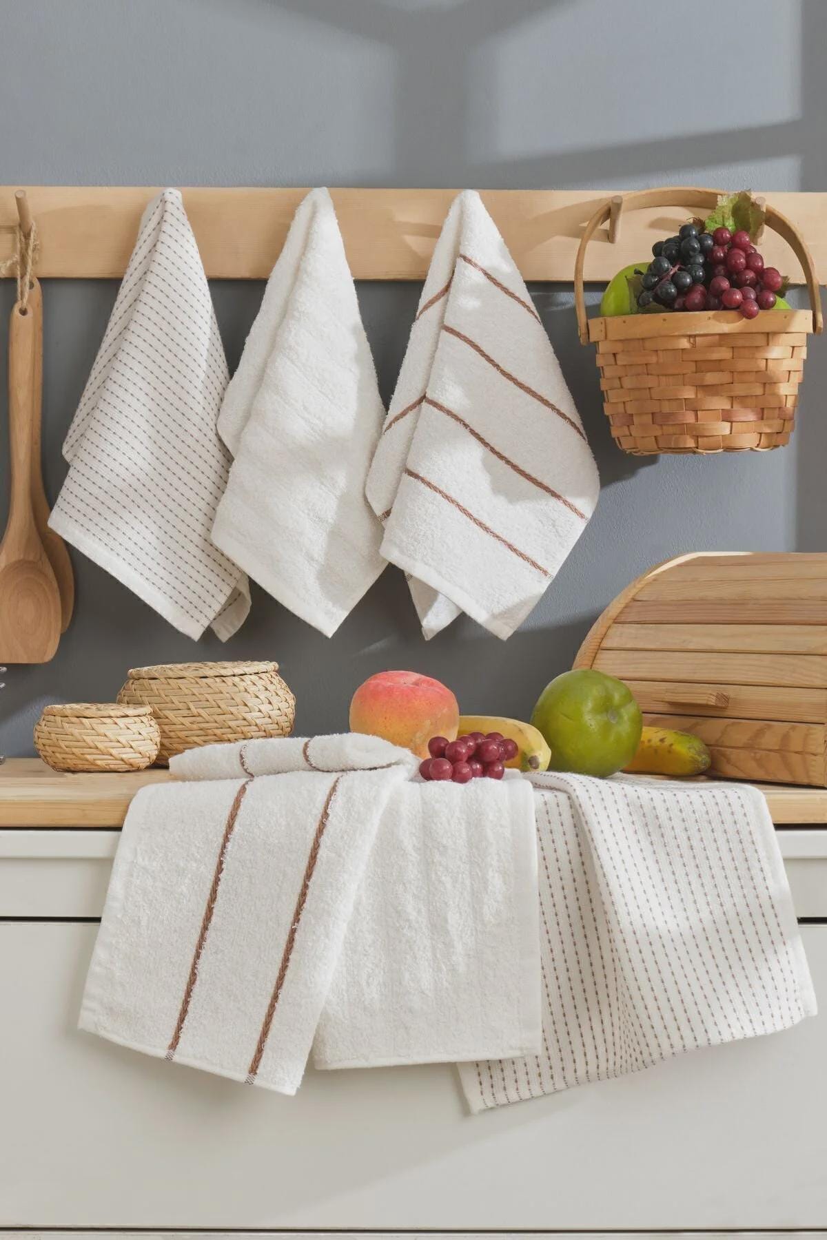 6-Pack Sophia Kitchen Towels 30x50 – Soft Cotton Dish Towels, Absorbent Hand Towels for Kitchen, Daily Use Cleaning & Drying Set