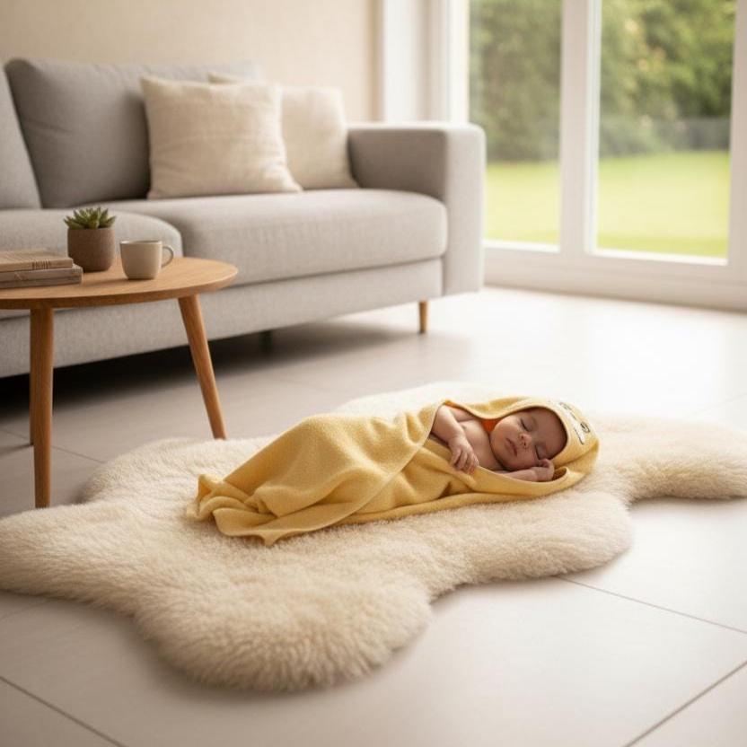 Embroidered Pupy Bear Baby Hooded Towel, Turkish Cotton Bath Wrap (100x100cm)