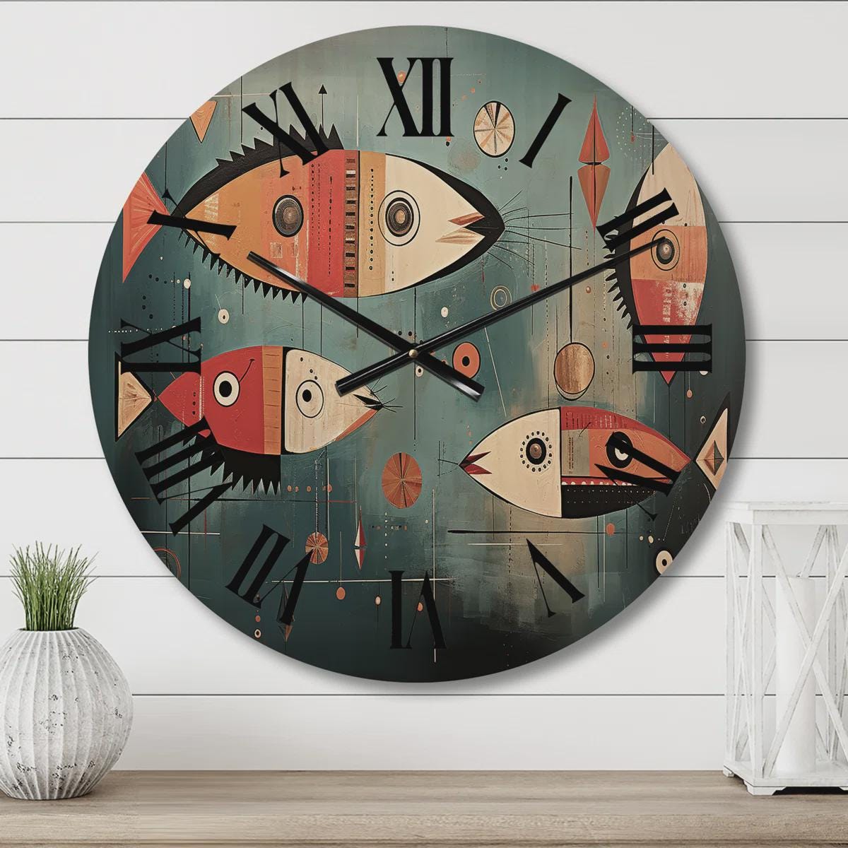 Rustic Modern Wooden Look Wall Clock – Silent MDF Wall Clock for Living Room, Kitchen, Bedroom Decor