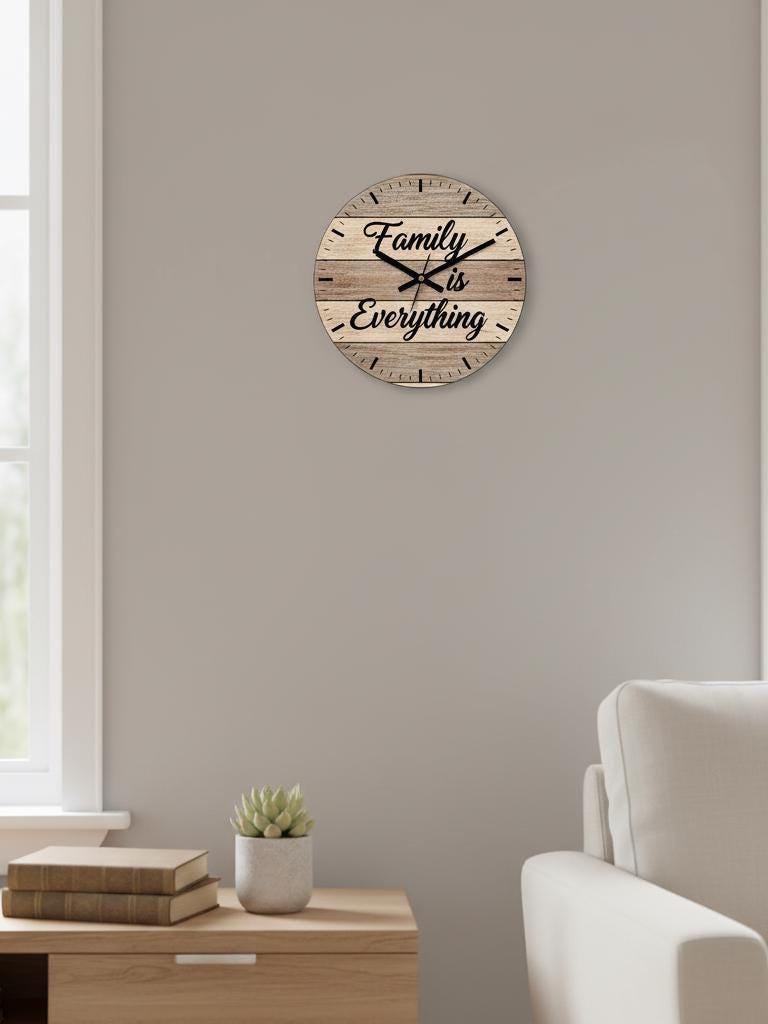 Personalized Wood Wall Clock, Custom Name Farmhouse Clock, Rustic MDF Wall Art, Family Quote Home Decor, Gift for Couples & Housewarming