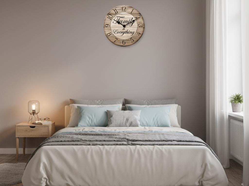 Personalized Wood Wall Clock, Custom Name Farmhouse Clock, Rustic MDF Wall Art, Family Quote Home Decor, Gift for Couples & Housewarming