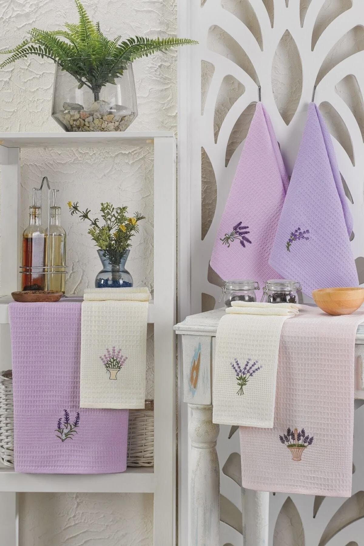 6 Piece Kitchen Dish Towel Set – Highly Absorbent Cotton Tea Towels for Drying, Cleaning, Wiping – Soft Reusable Kitchen Towels