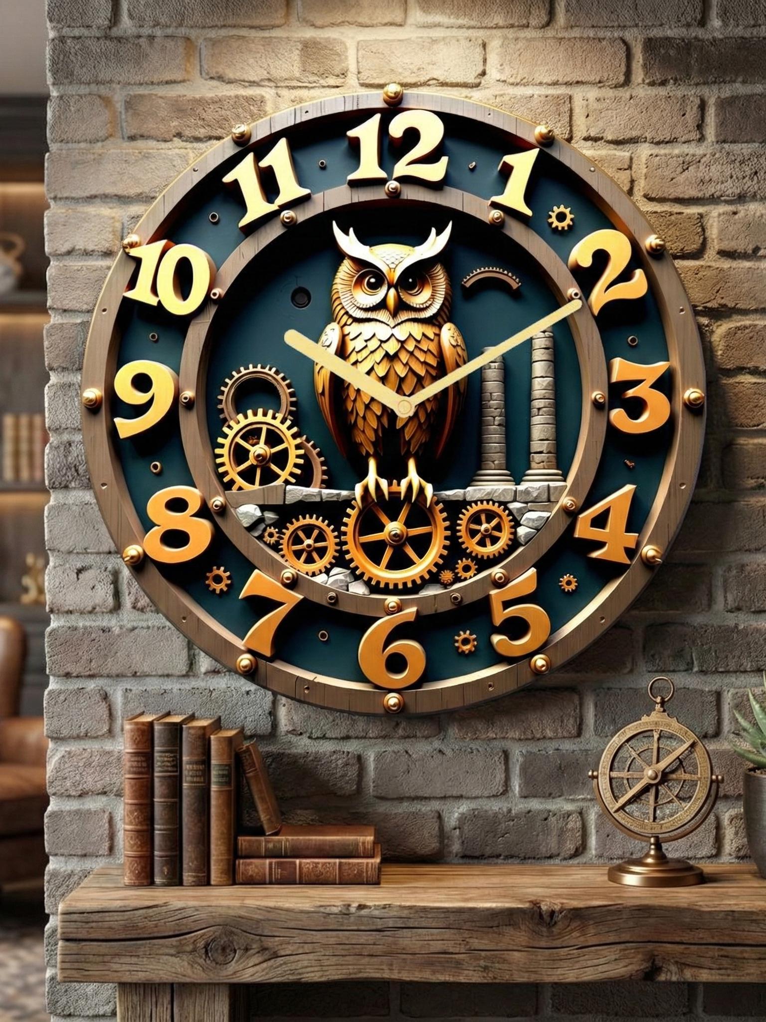 Eagle Wall Clock Black/Brown – 2D Printed Decorative Silent Wall Art for Home, Office & Rustic Decor