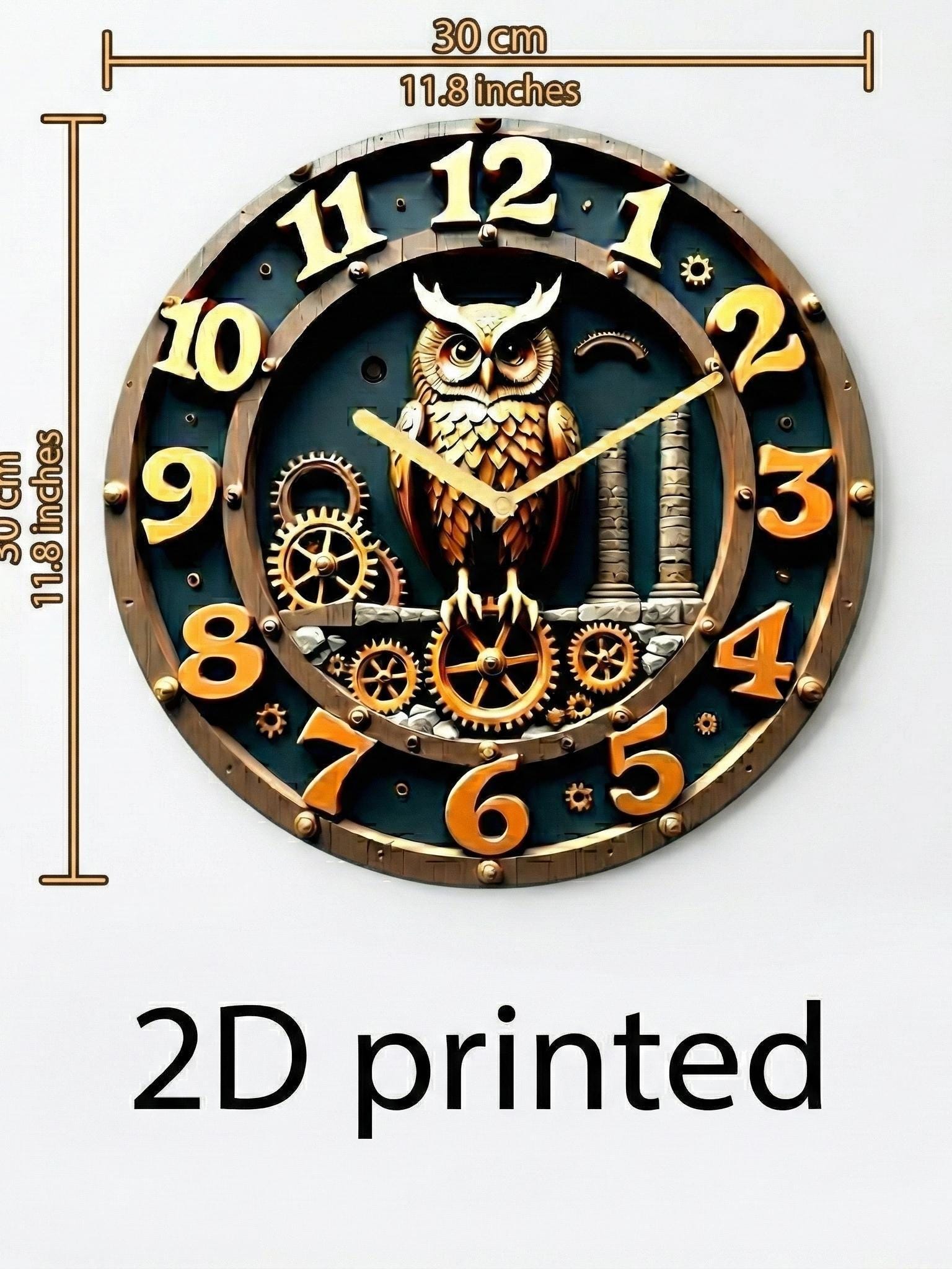 Eagle Wall Clock Black/Brown – 2D Printed Decorative Silent Wall Art for Home, Office & Rustic Decor