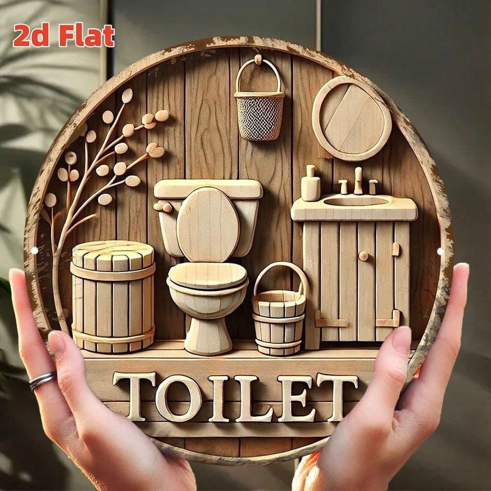 Rustic Wall Decor for Bathroom - Vintage Farmhouse Sign with Sink Bathtub Toilet Art - Country Bathroom Wall Sign for Spa or Home