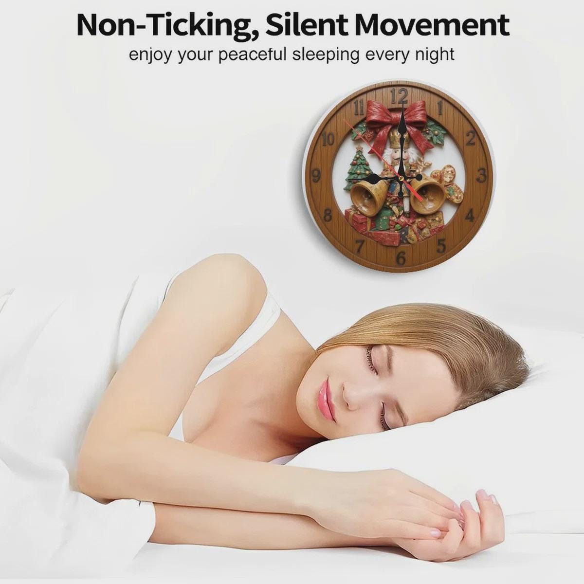 Nutcracker Wall Clock with 3D Effect, Festive Holiday Decor, Silent Toy Soldier Timepiece, Xmas Gift