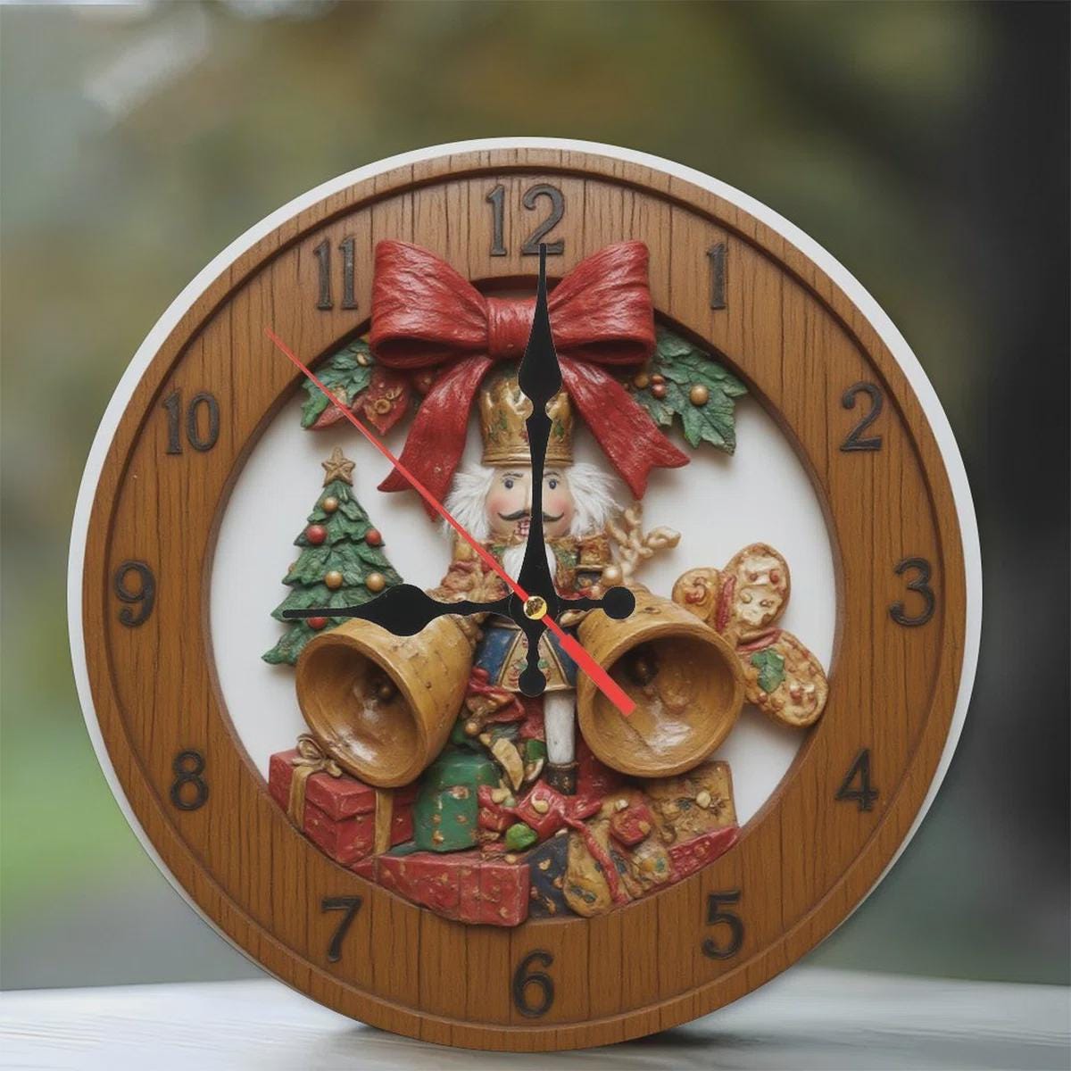 Nutcracker Wall Clock with 3D Effect, Festive Holiday Decor, Silent Toy Soldier Timepiece, Xmas Gift