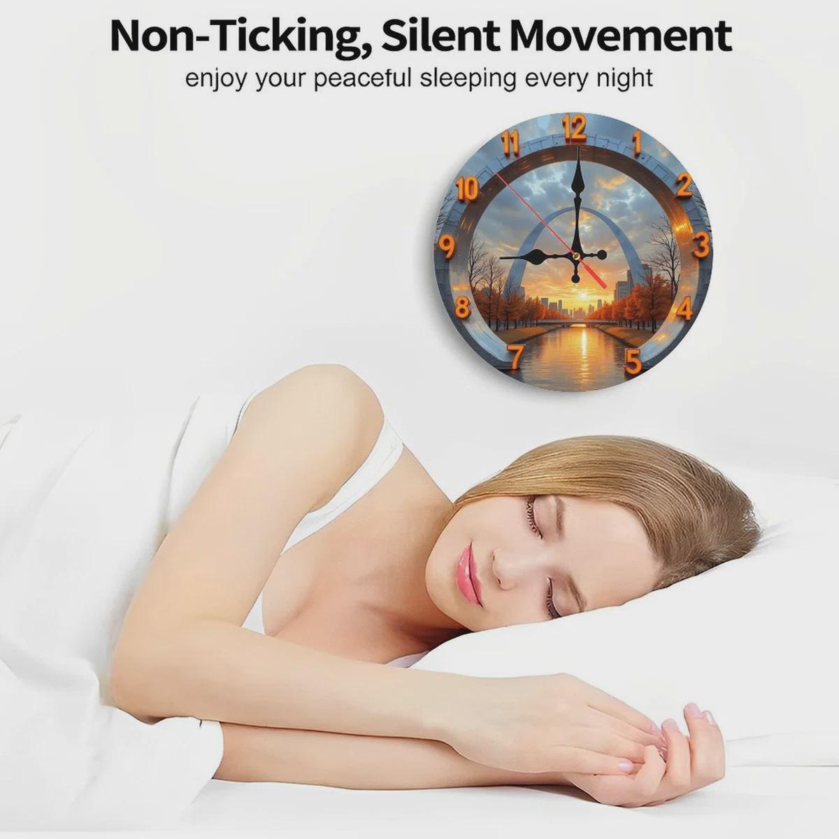 St Louis Gateway Arch Clock at Sunset, Missouri Cityscape Art, Silent Travel Souvenir, Landscape Timepiece, Moving Away Gift