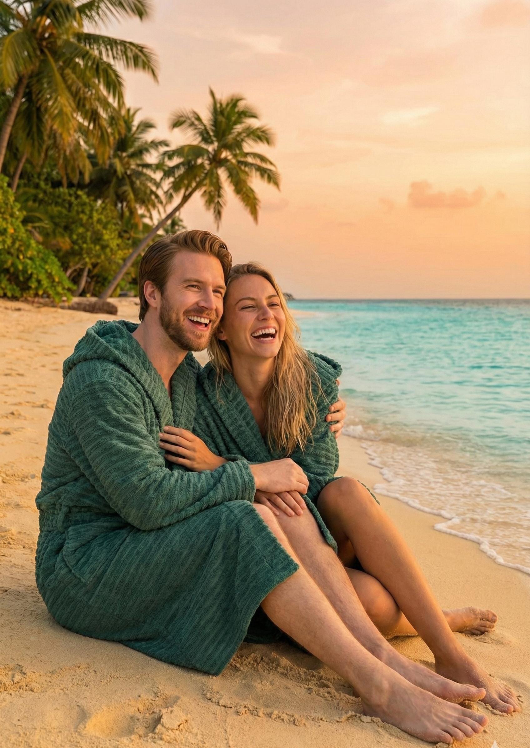 Nature Green Hooded Cotton Bathrobe – Soft Unisex Brick Color Bathrobe, Comfy Daily Spa Bathrobe, Lightweight Personalized Gift