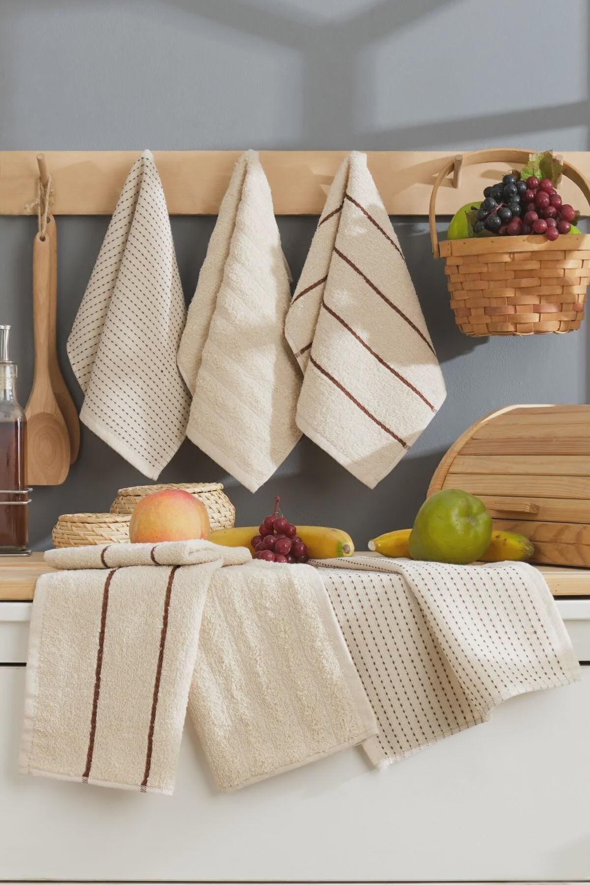 6-Pack Sophia Kitchen Towels 30x50 – Soft Cotton Dish Towels, Absorbent Hand Towels for Kitchen, Daily Use Cleaning & Drying Set