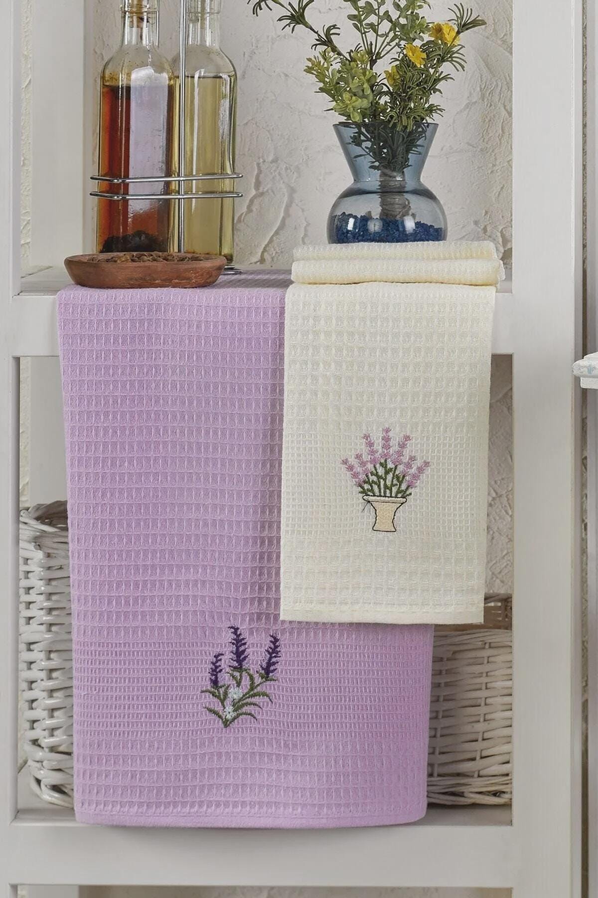 6 Piece Kitchen Dish Towel Set – Highly Absorbent Cotton Tea Towels for Drying, Cleaning, Wiping – Soft Reusable Kitchen Towels
