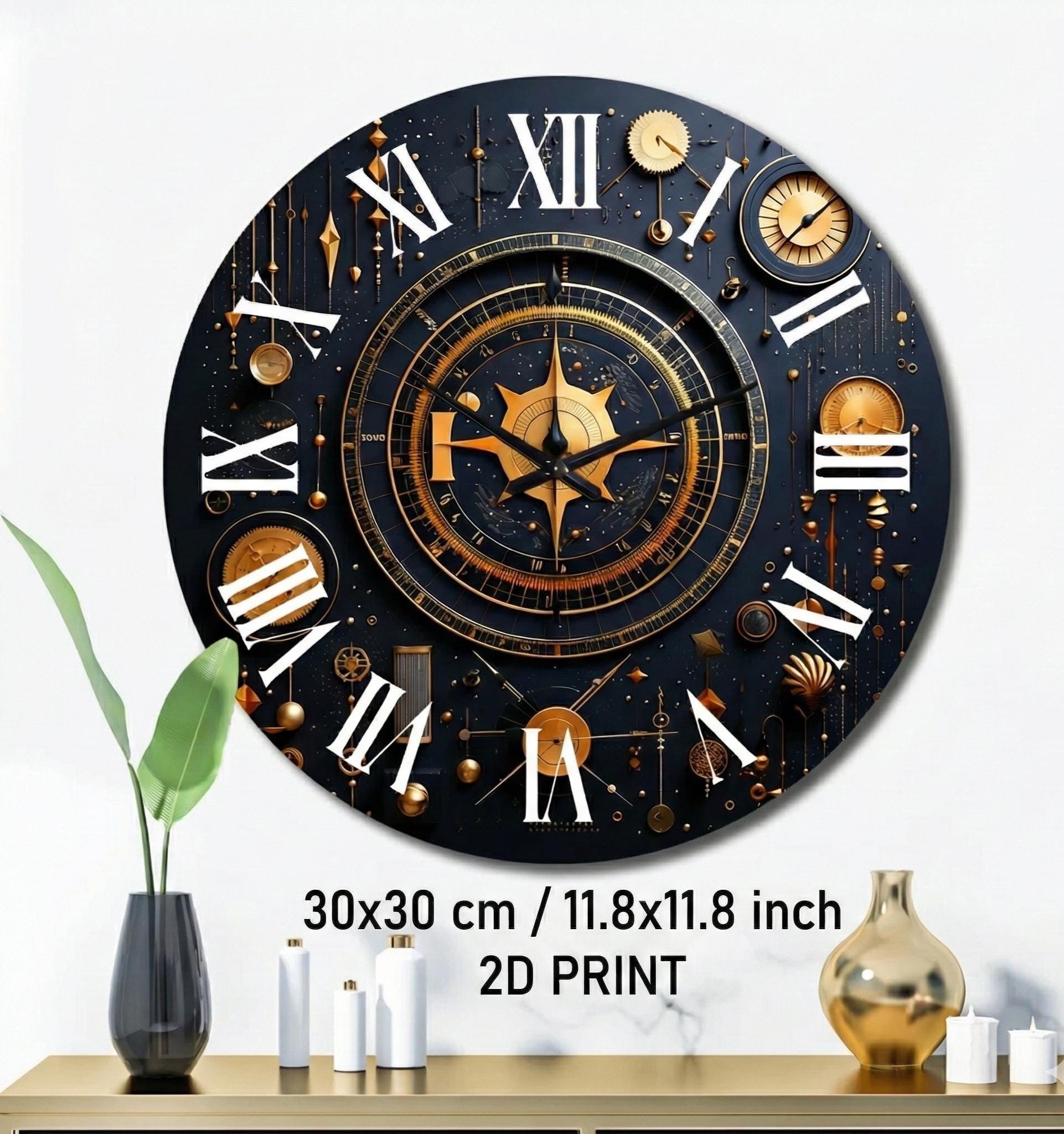 Rustic Wall Clock Decor - Wooden Wall Clock with Shelf, Modern MDF Wall - Western Home Decor Housewarming Gift