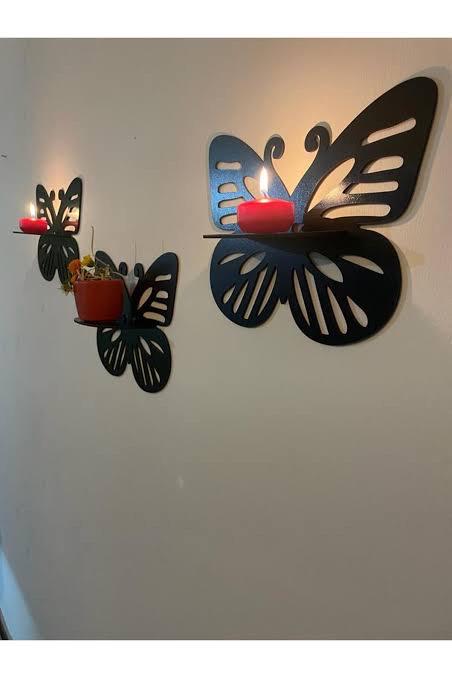 Butterfly Wall Shelf Set of 3, Wooden Floating Display, Boho Nursery Decor, Kids Room Storage, Montessori Playroom Art, Baby Girl Gift
