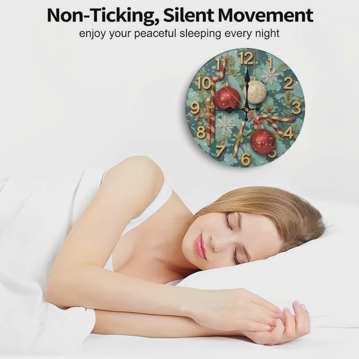 Christmas Clock with Big Numbers, Holiday Wall Decor, Silent Timepiece, Festive Xmas Art, New Year Gift