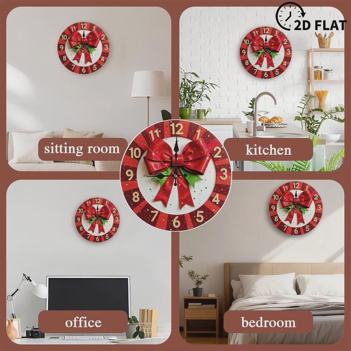 Christmas Tree Clock with Golden Numbers, Festive Holiday Art, Silent 3D Effect Timepiece, Xmas Gift