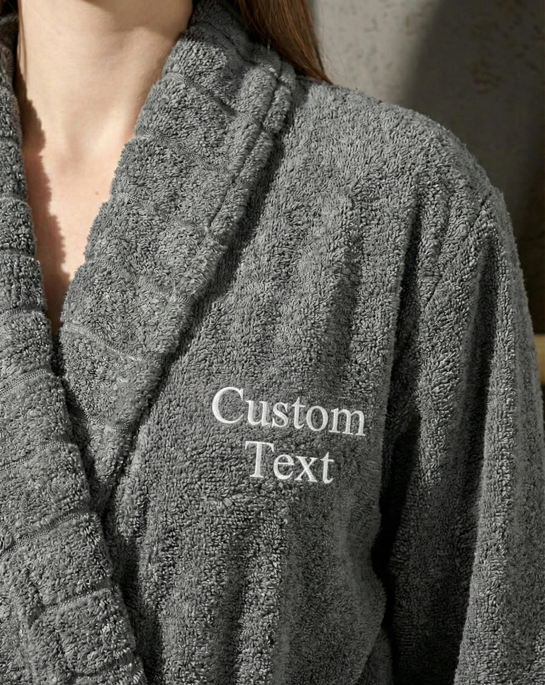 Anthracite Carla Hooded Bathrobe with Towel – Soft Cotton Unisex Robe, Dark Grey Spa Bathrobe Set, Cozy Daily Shower & Home Gift