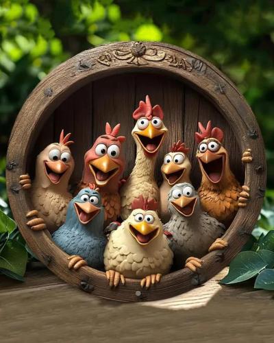 Rustic Chicken Family Wall Art, Farmhouse Decor (20cm)